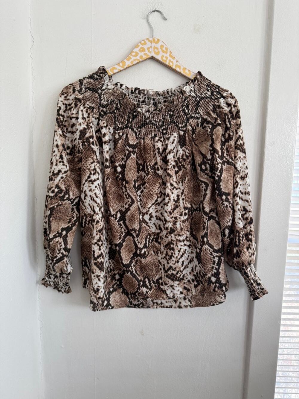ANDTHEWHY Women's Snake Print Blouse | Size Small